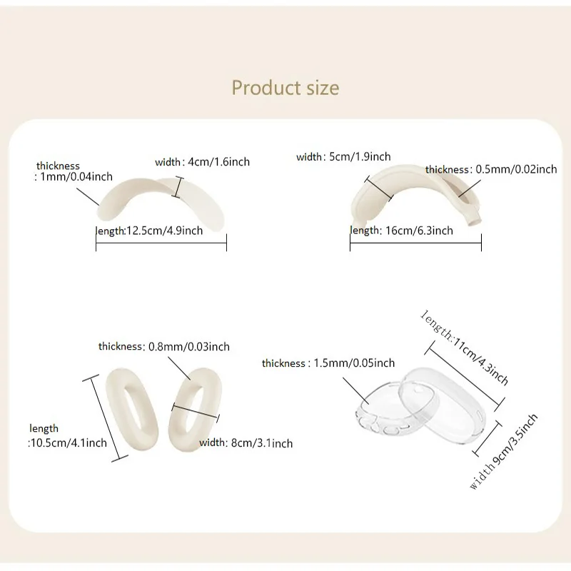 Ensemble de trois pièces en TPU transparent pour AirPods Max : coussinets d'oreille et étui anti-rayures._voghion.com