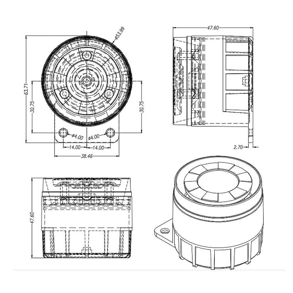 Loud Indoor Siren 120dB Support Custom Plug Alarm Horn Wired Durable Alarm For Home Security DC 12V