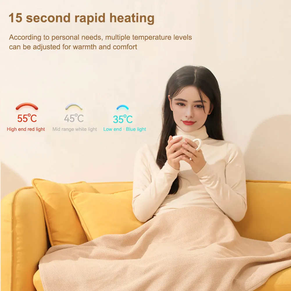 Wearable USB Electric Heated Blanket with 5000mAh Power Bank 3-Level Heating Electric Blanket Shawl Portable Body Warmer Blanket