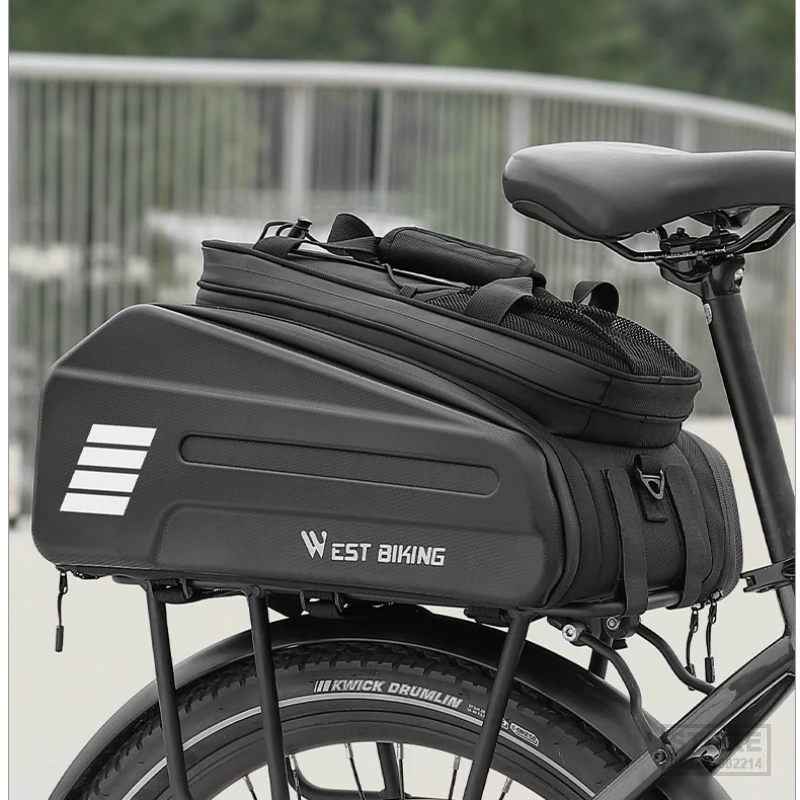 WEST BIKING Electric Bike Battery Carrier Bag Expandable Pannier Rear Rack Bag Not Easily Deformed Cycling Travel Shoulder Bag