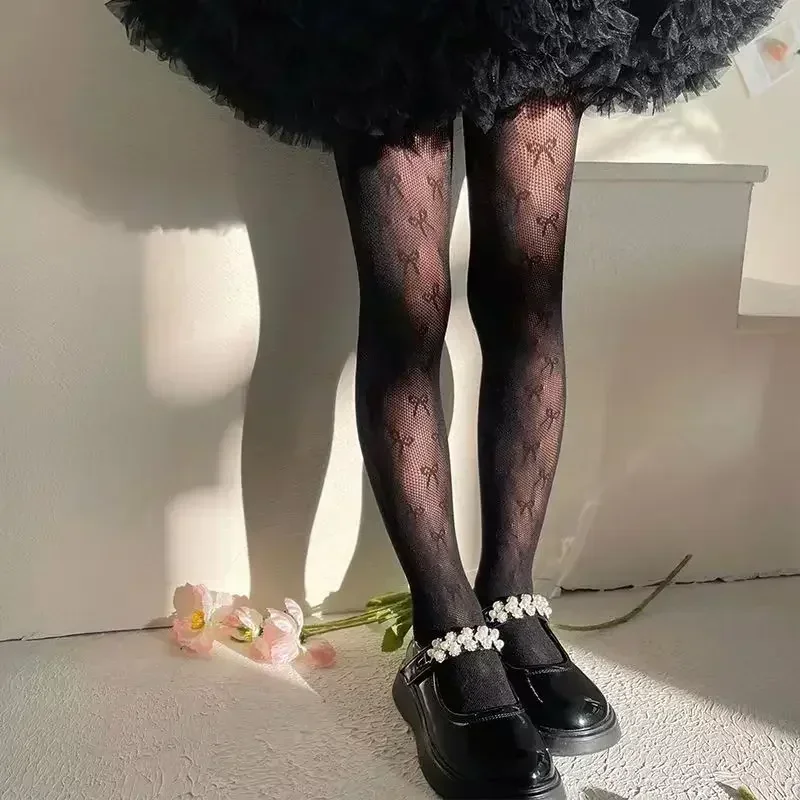 Lolita Children's Pantyhose Fashion Kids Cute Butterfly Pattern Printing Leggings Lace Fishing Net Stockings Tights Girls