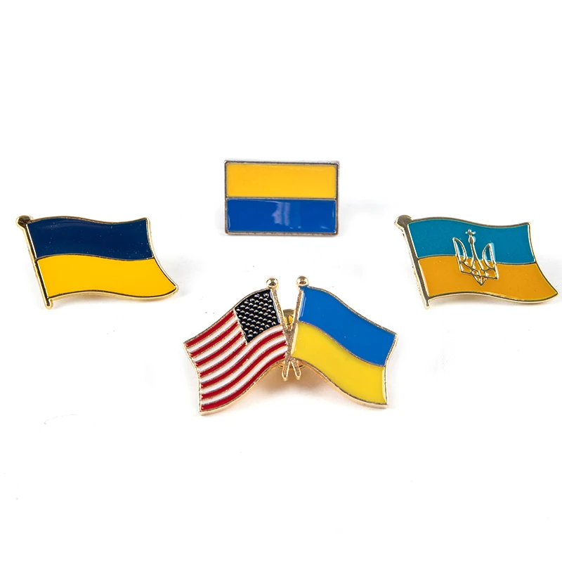 Flag Lapel Pin U.S.A & Ukraine Brooch Friendship Badge 1Pc