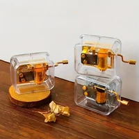 1PC Holiday Gift Gold-Plated Hand-Cranked Music Box Hand-Cranked Music Box Movement 2