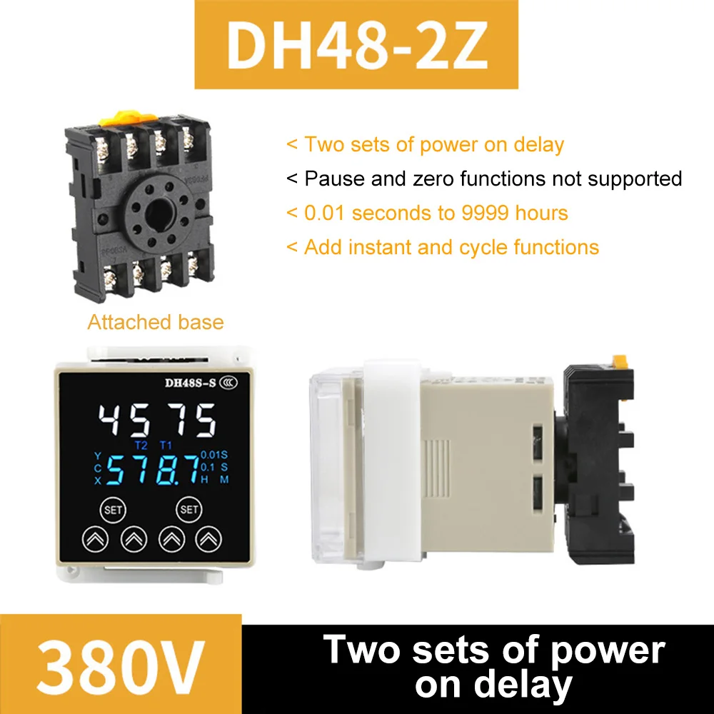 Description Picture 6 of itemDH48S Digital Delay Time Relay Programmable Cycle DH48S-S 1Z 2Z Series AC220V DC24V DC12V With Socket Base Power Supply