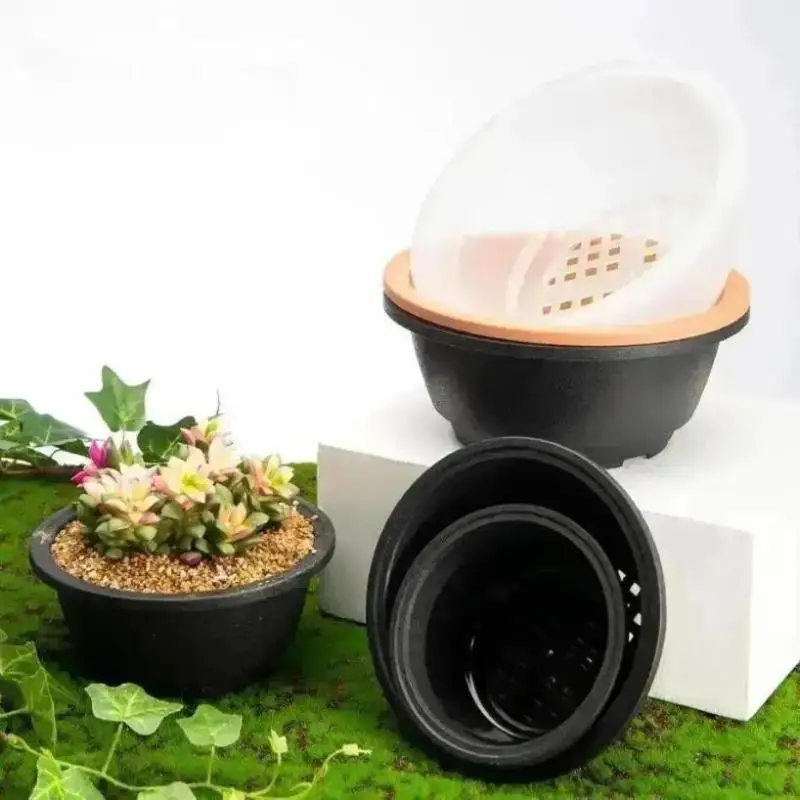 1Pcs Large New Succulent Pot Plastic Round Succulent Flower Pot Dwarf Pot Horticultural Flowerpot Balcony Flower Basket