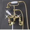 Bathroom Bathtub Faucet Set Brass Wall Mounted American Style Classical Cross Handle Gold Chrome Finished Wall Mounted 1