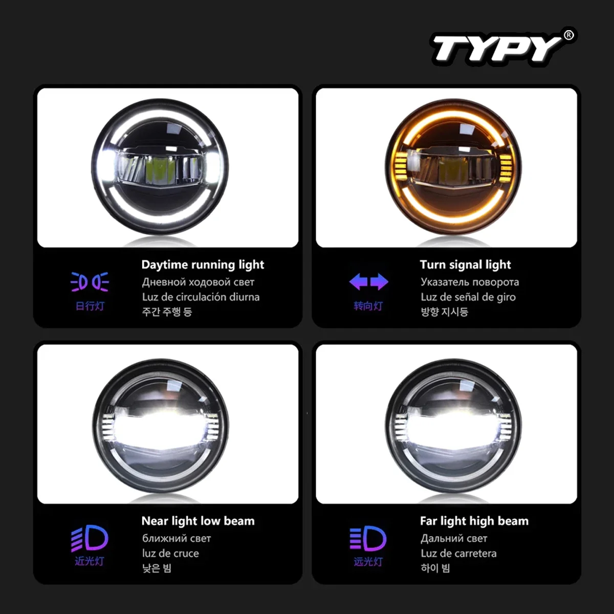 TYPY 자동차 헤드라이트, 지프 랭글러 2007-2017 LED 자동차 램프, 주간 주행등, 다이내믹 방향 지시등, 자동차 액세서리