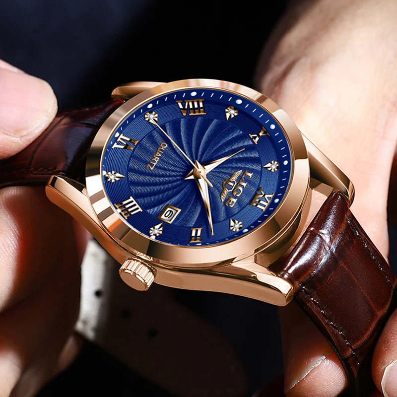 2024 New LIGE Mens Watches Top Brand Luxury Leather Military Watch Men Fashion Waterproof Date Quartz Chronograph Montre Homme