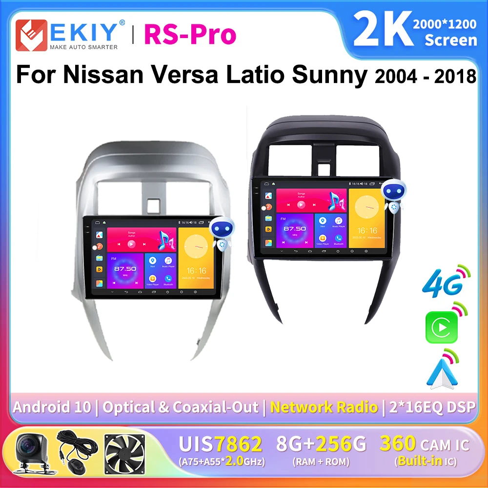 

EKIY 2K Screen CarPlay Radio For Nissan Micra March Versa Note Livina 2014-2018 Android Auto Car Multimedia GPS Player 4G Navi