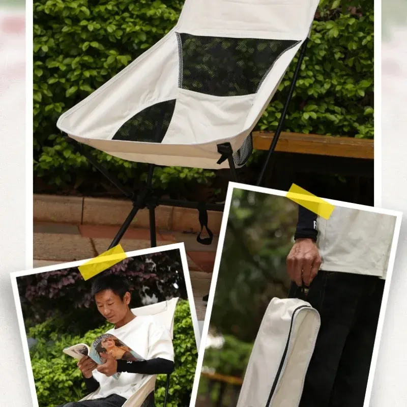 Folding Chair Portable Ultralight Outdoor  Oxford Fabric Fishing Moon Chairs Detachable Hiking Camp Lightweight Chair Furniture