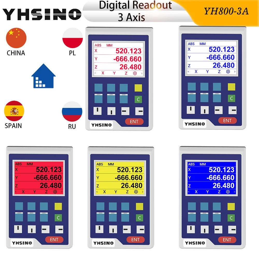 

Mini Multifunction DRO Kit YH800-3A Digital Readout 3PCS Linear Encoder Sesnors 5U 5V TTL YHSINO for Lathe Mill CNC Machines