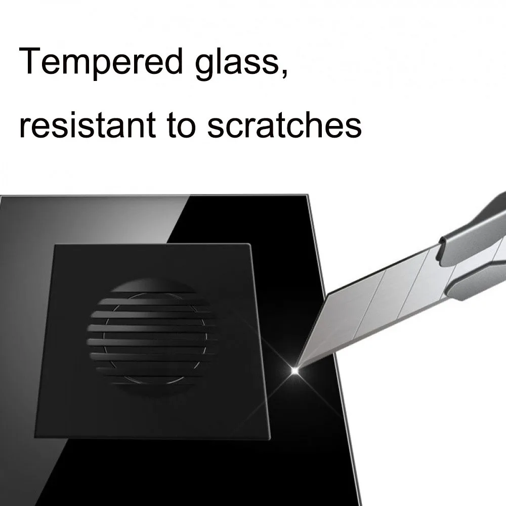 86형 매립형 AC 220V 유선 호텔 도어벨 가정용 도어벨 스위치 벽 버튼 16A 강화 크리스탈 유리 패널 도어벨 스위치