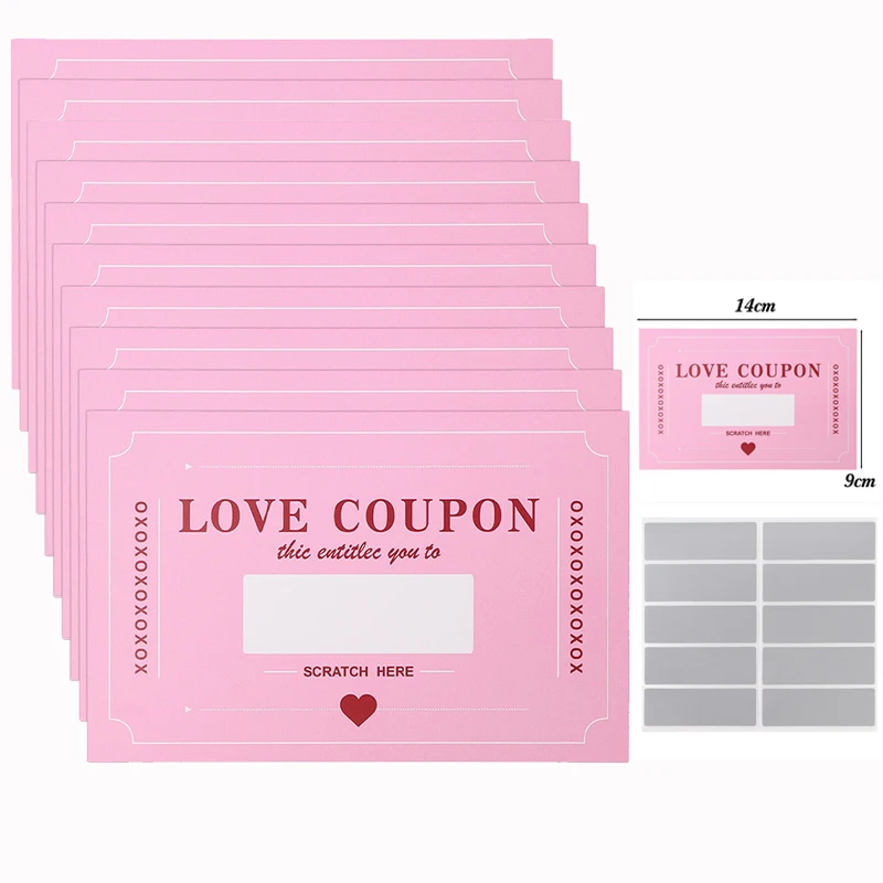 Romantic Scratch-Off Card Vouchers for Couples - Perfect for Date Nights, Weddings, Birthdays, and Anniversaries Gifts (10/50 Pack)