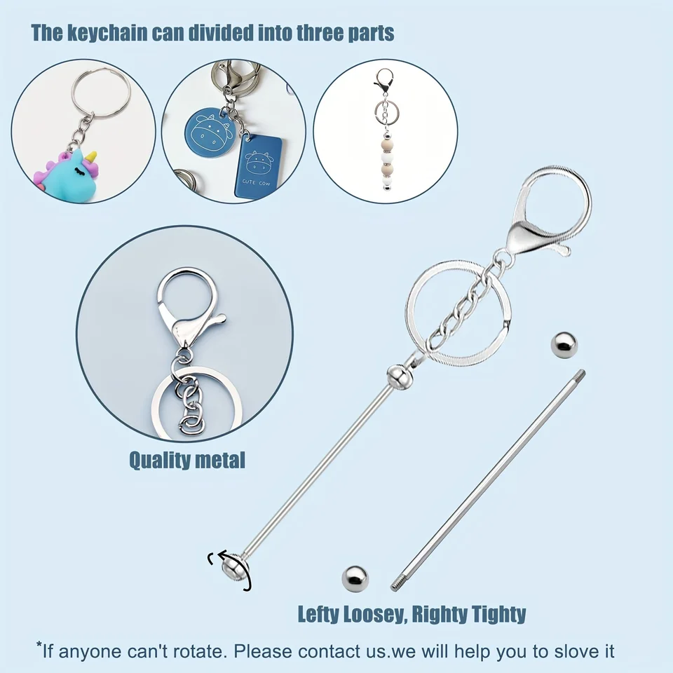 3 pezzi/set portachiavi con perline barre spazi vuoti portachiavi con perline portachiavi con perline in metallo ciondolo artigianato fai da te creazione di gioielli regalo  36