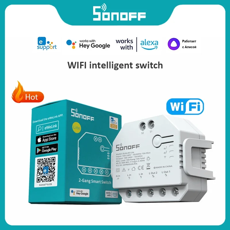 SONOFF DUAL R3 Lite Dual Relay Module DIY MINI Smart Switch 2-Way Control Timing EWeLink Alexa Google Smart Home 1-5PCS
