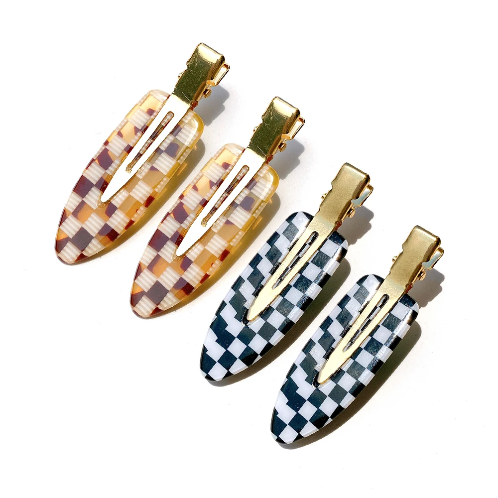 

Black White Checkerboard Hair Barrettes INS Acetate Hairpin No Bend Makeup Seamless Clip Hair Styling Bang Clips Accessories
