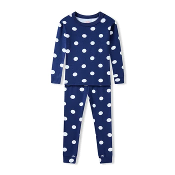 【Unisex】Kids Polka Dot Pajamas Set 2-8 Years | 100% Cotton Blue & White | Super Soft & Stretchy | All-Season Aircon Sleepwear