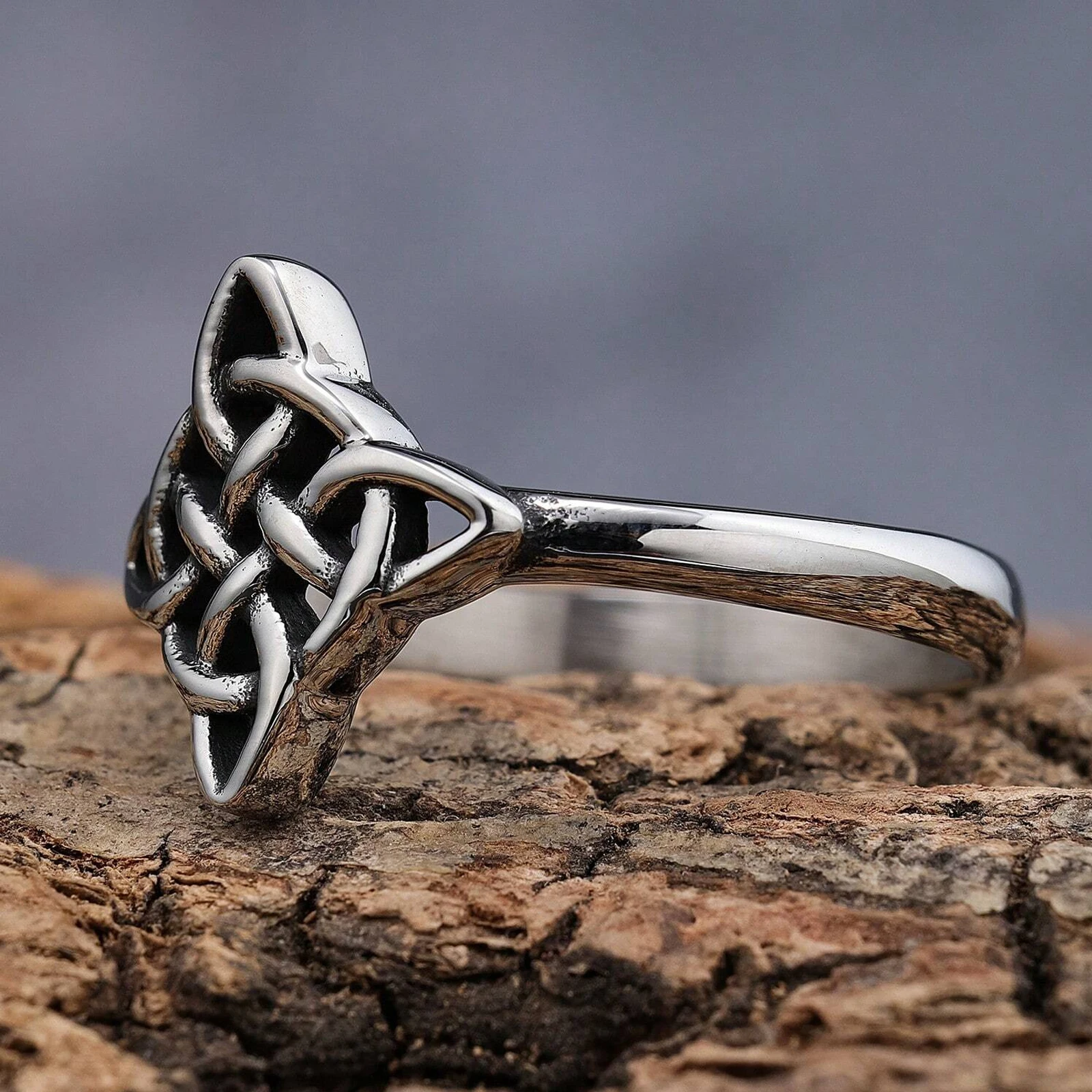 Women's Vintage Celtic Knot Stainless Steel Jewelry, Fashion Love Promise Stamp Ring, Best Gift for Ladies