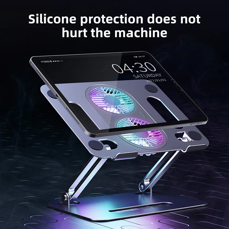 Laptop Stand Adjustable Aluminum Alloy Notebook Stand Compatible10-17 Inch Laptop Portable Laptop With Cooling Fan h