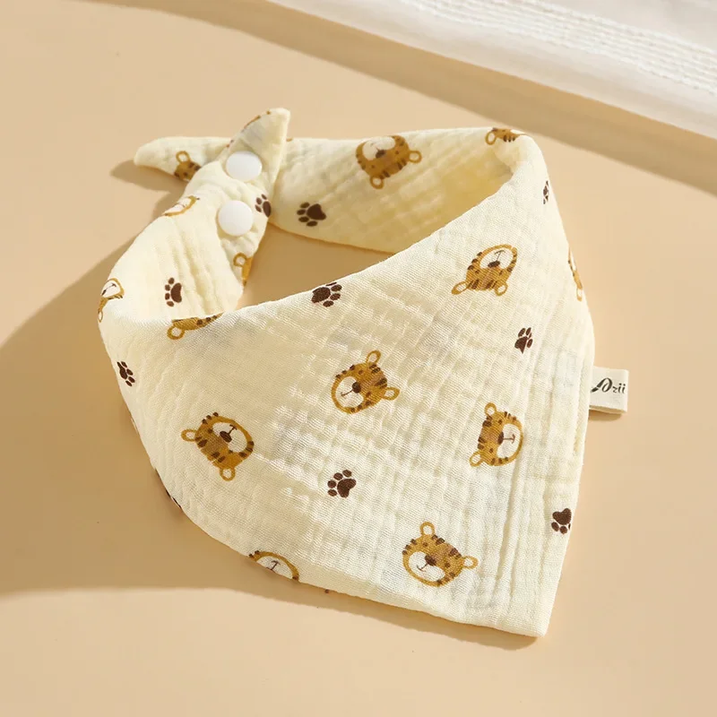 Baby Bibs Muslin Cotton Stuff Newborn Snap Button Soft Cartoon Triangle Saliva Towel Burp Cloth Girls Boys Feeding Drool Bibs 6