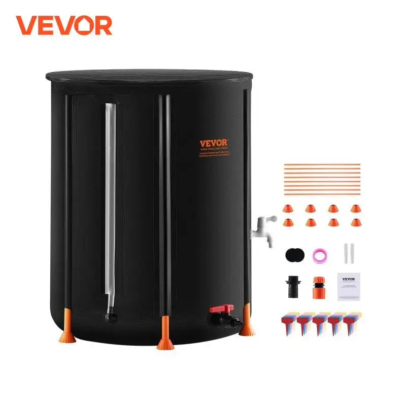 Rainwater Collection Barrel VEVOR Collapsible Rain Barrel Portable Rain Water Collection Barrel PVC Rainwater Collection System with Spigots & Overflow Kit