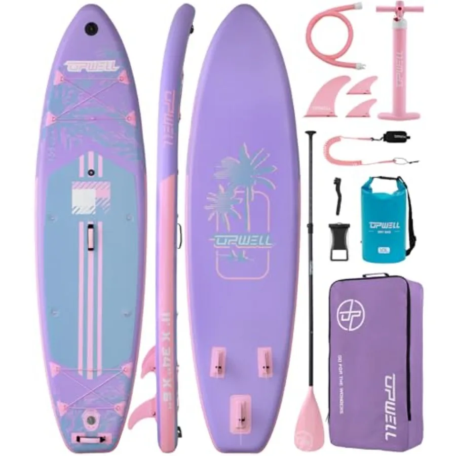 Inflatable SUP Board for Adults Teens PVC Material Blue 11'×34 with 120L Backpack Paddle Leash Hand Pump Fins