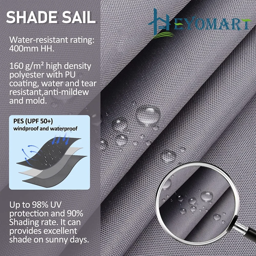 Triangle 2/3/3.6/5M Canopy with Fastening Ropes Premium Weatherproof Breathable Sun Shelter Sun Shade Sails Cloth Outdoor Awning - Image 2