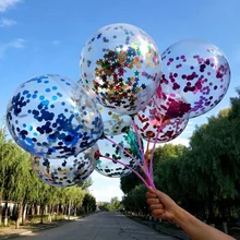  10pcs 12inch Shiny Confetti Balloons Transparent Paper Foil Confetti Globos Glitter Sequins Wedding Birthday Party Decors 