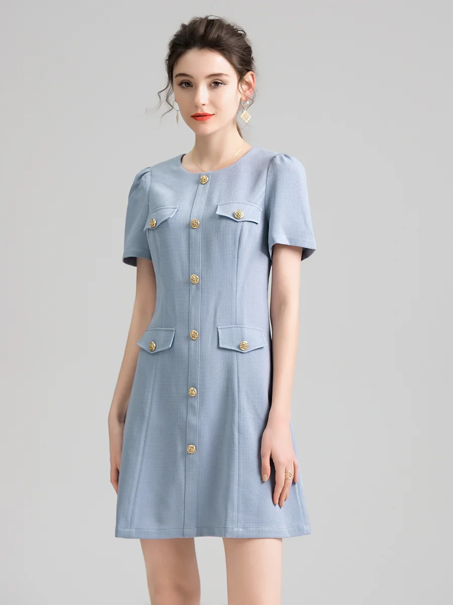 

Очаровательное синее платье премиум-класса, Новинка лета 2023, нежное стильное маленькое ТРАПЕЦИЕВИДНОЕ ПЛАТЬЕ