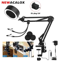 NEWACALOX Soldering Iron Welding Smoking Device Exhaust Fan EU/US Plug 48 SMD LED Lights Third Helping Hand With Filter Sponge 1