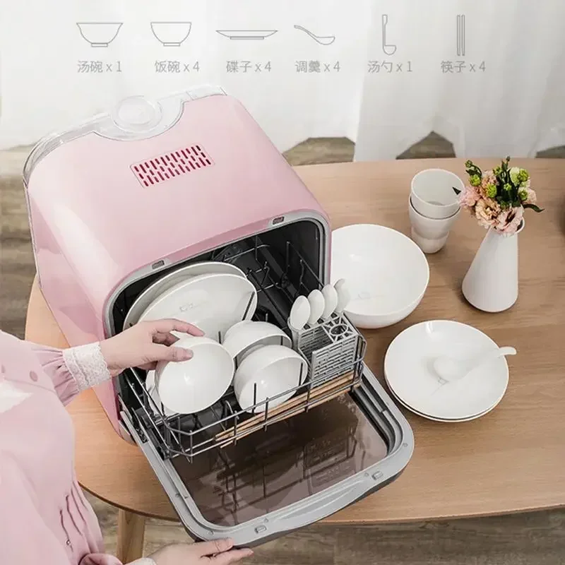 

Tabletop Household Brush Dishwasher Mini Automatic Drying High Temperature Sterilization Countertop Dishwasher 220V