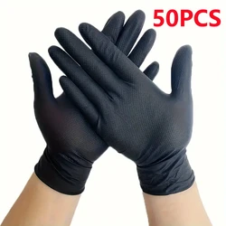 Heavy-Duty Industrial Nitrile Gloves - Diamond Textured, Latex-Free, Disposable (30/50 Pack) - XL (Diamond Black 50PCS)