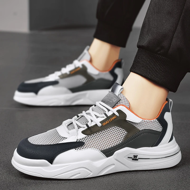 

2023 Spring Style Low Top Men's Shoes Trend Tide Men's Round Head Board Shoes Mesh Surface Breathable Shoes Casual Sports Shoes