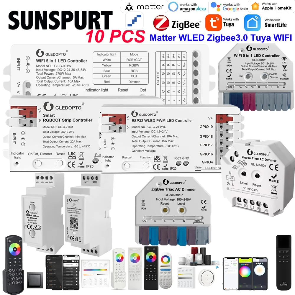 10P Matter Tuya WIFI RGBWC CCT DM ZigBee3.0 AC Dimmer APP Push On-off Switch Control ทํางานร่วมกับ Tuya SmartThings Alexa Smart Life 1
