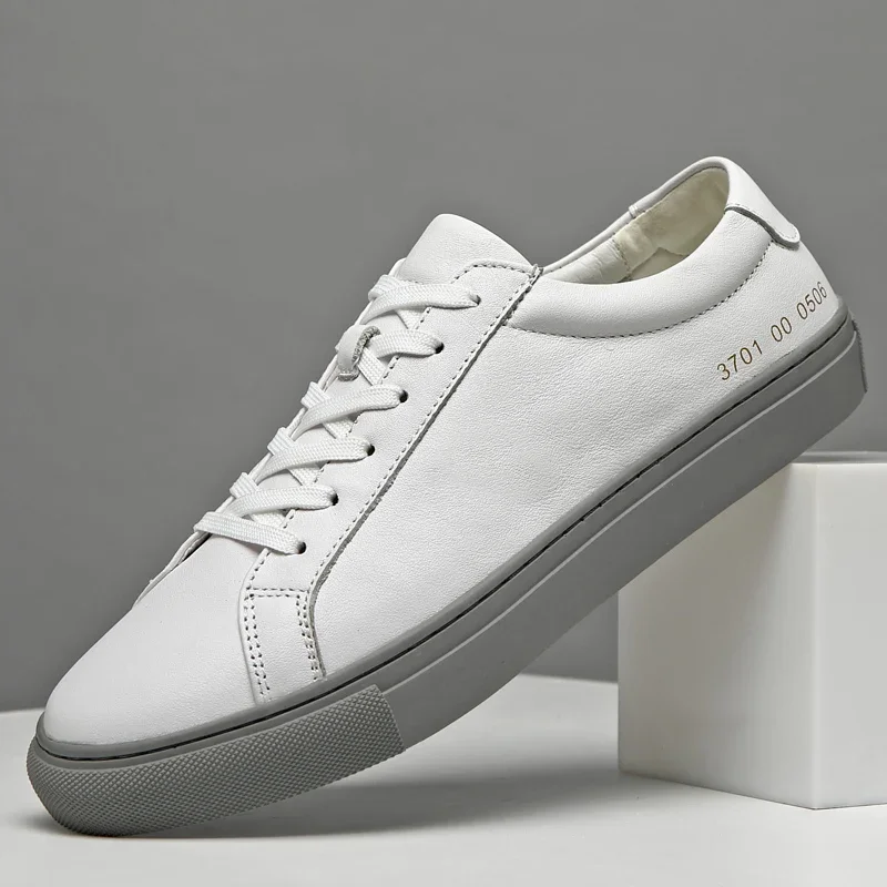 Italian Genuine Leather Men's Shoes 2024 Designer White Shoes Comfy Walking Shoes Lace-up Business Outdoor Zapatos Para Hombre 5