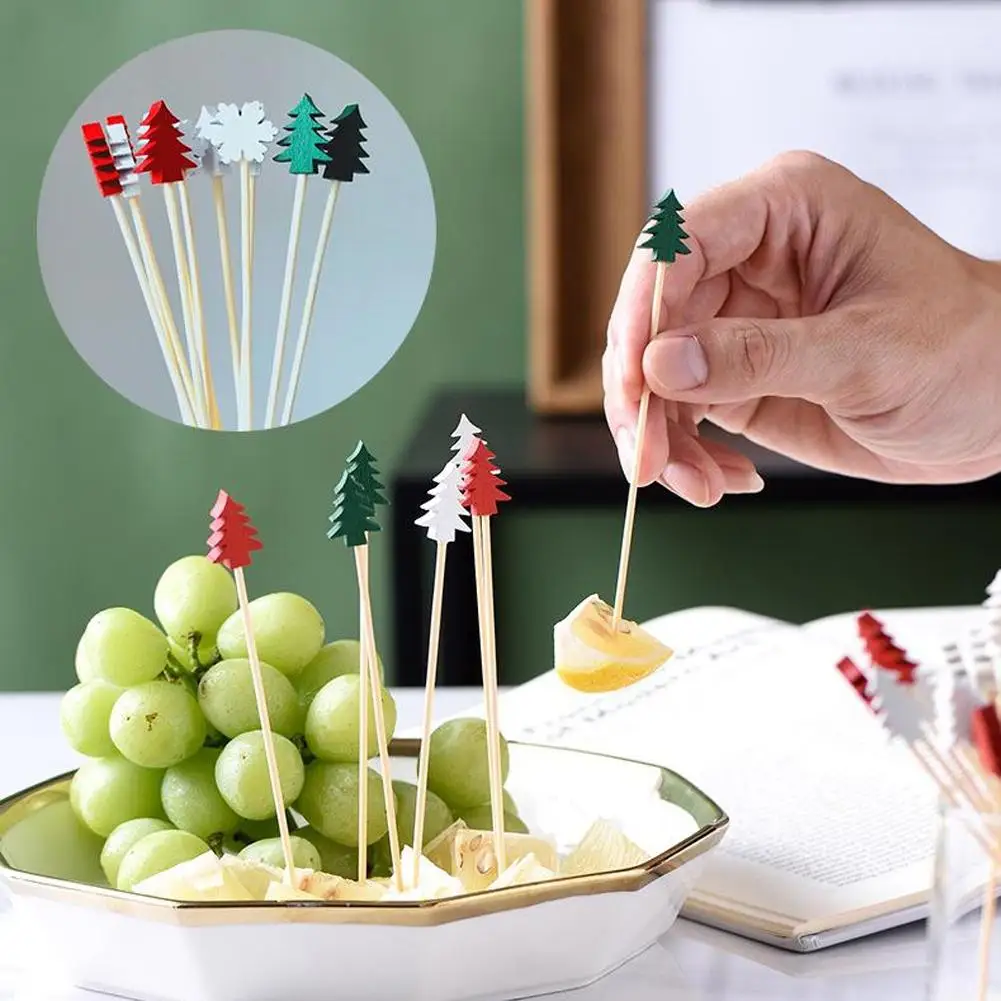 Christmas Bamboo Food Picks Set 5