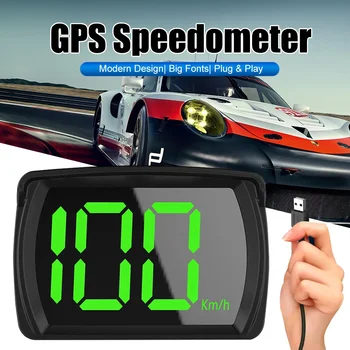 Universal Car HUD Head Up Display GPS Hud tachimetro digitale misuratore di velocità per caratteri grandi KMH per tutti i camion per Auto Plug and Play parte Auto