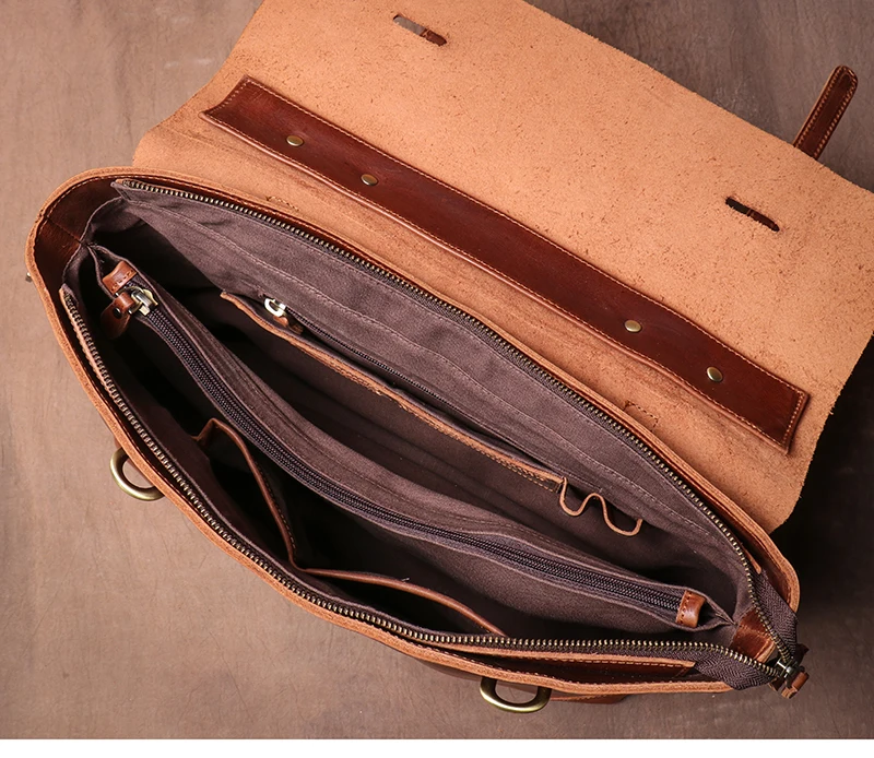 Genuine High Grade Retro Leather Briefcase Classic Men's Handbag Luxury Messenger Bag Office Computer Bags For 15 Inch Laptop