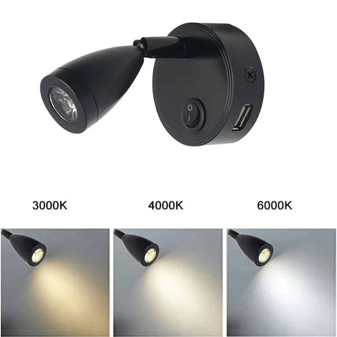 Reading Light LED 12V 24V 2W with USB Port 5V 2A Swith Spotlight led reading light for Boat Yacht Caravan Camper Trailer Dorm 3 color