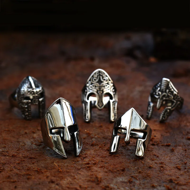316L Stainless Steel Vintage Men Ring Ancient Warrior Roman Fashion Jewelry Gift LLBR8-609R stainless steel ring finger ring