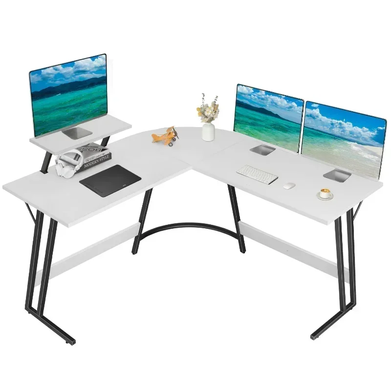

Lacoo Home Office Writing Desk Modern L-Shape Computer Desk, White