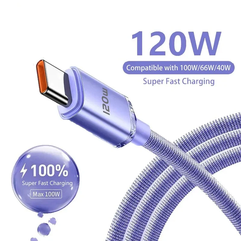

120W 6A USB A To Type C Cable For Huawei Xiaomi Samsung S23 Realme Mobile Phone Fast Charge Type C Cables Quick Data Charger