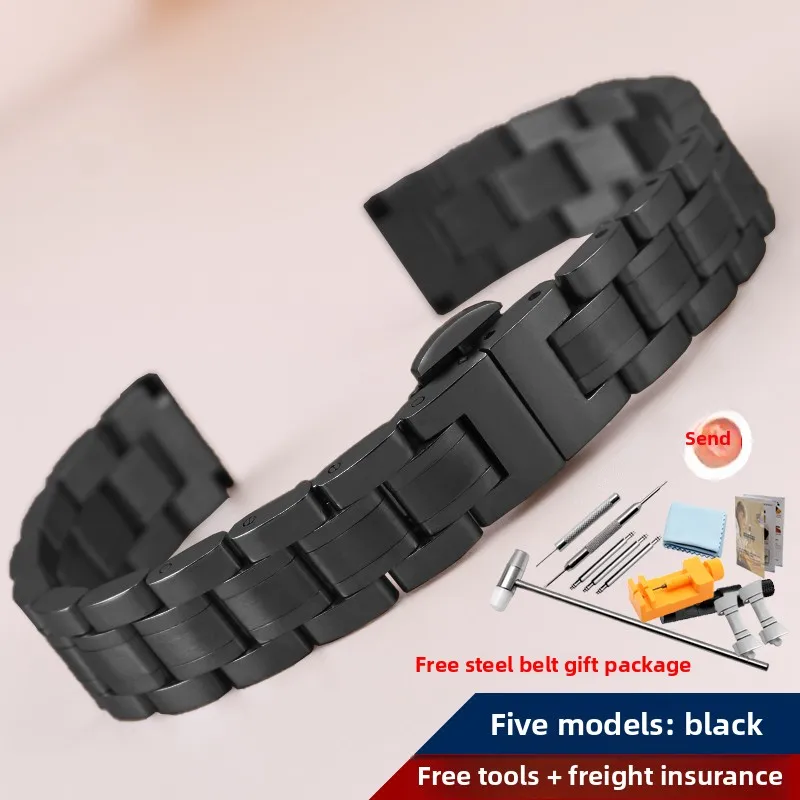 Women's Stainless Steel Rose Gold Watch Strap - Elegant Metal Belt Accessory