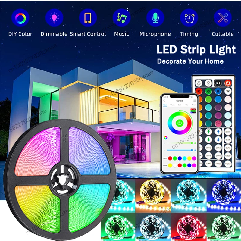 

LED 1-5m 10m 15m 20m 30m LED Lights for Room TV Backlight Bluetooth APP Control Tira Led 5050 Rge Led Strip Lights Decoration