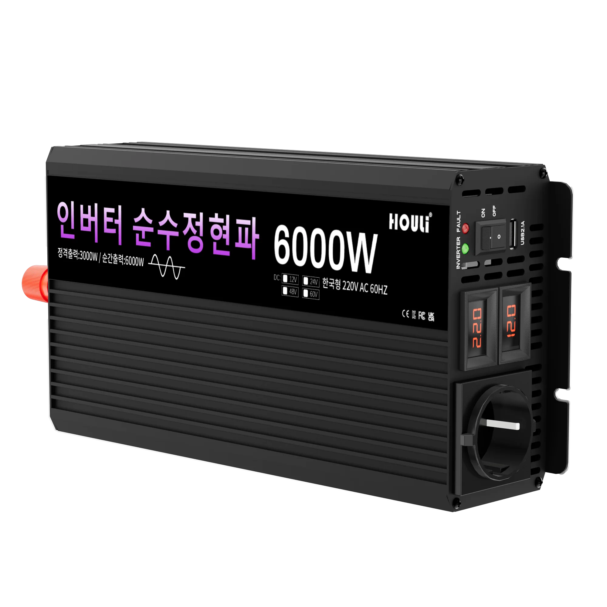 Inverter 6000W Pure Sin Wave 60Hz 12V Inverter Coreano Usb Power Transpower Car 220V Inverter