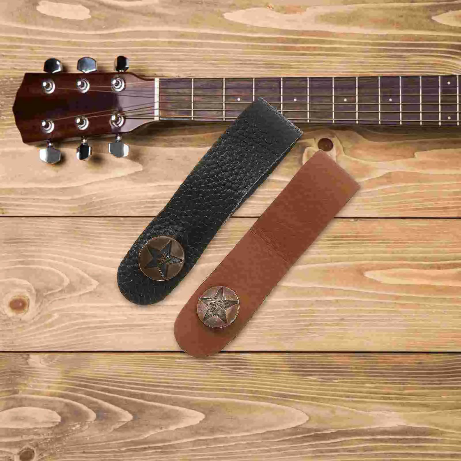 

2pcs Guitar Straps Guitar Neck Straps Button Guitar Headstock Strap Tie for Acoustic Guitar- Black and Brown