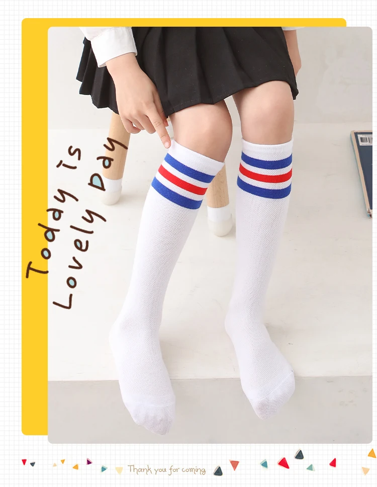 Jungen Mädchen Sommer Kniestrümpfe Frühling Hohlmuster Netzstreifen Überkniestrümpfe Weiche Baumwolle Süße Kinder Baby Schüler Lange Socken – Detail 11