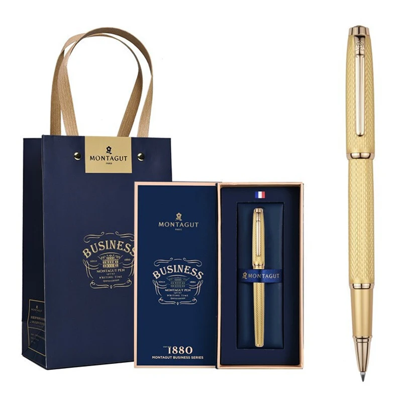 Montagut Golden Barrel & Golden Trim Iridium Roller Ball Pen Business Writing Gift Pen With Gift Box M001R