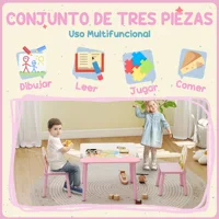 Table pour enfants avec 2 chaises Table et chaises pour enfants avec imprimés d'animaux pour garçons et filles de 3 à 8 ans rose 4