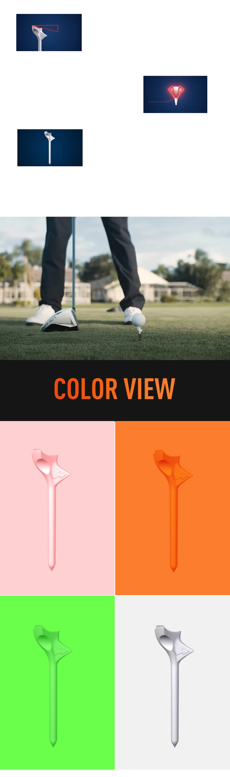 Description Picture 3 of itemGolf Tees 10° Diagonal Insert Golf Ball Tee 4-Color Boxed Rhombic Golf Ball Holder Reduces Rotation Increases Distance Speed